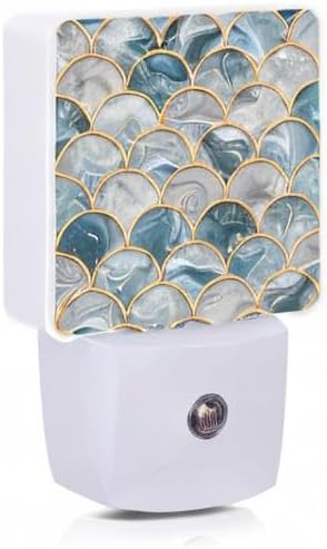 Smoaffly Mermaid Fish Scales Marble Night Light Plug-in LED Nightlights Auto - Image 8