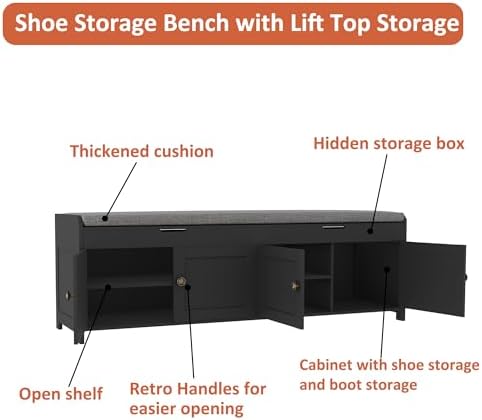 homefort 54.4" shoe bench with lift top storage on a desk or shelf