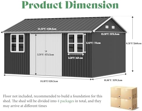 vanacc 12 x 14ft outdoor storage shed with shown in use
