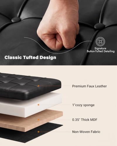 storage ottoman bench, 43.7" pu leather end of, package contents