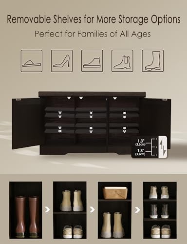 dinzi lvj shoe storage bench with cushion, door, side view
