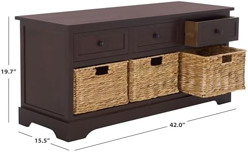 safavieh home collection – damien dark chocolate 6-drawer, close-up detail