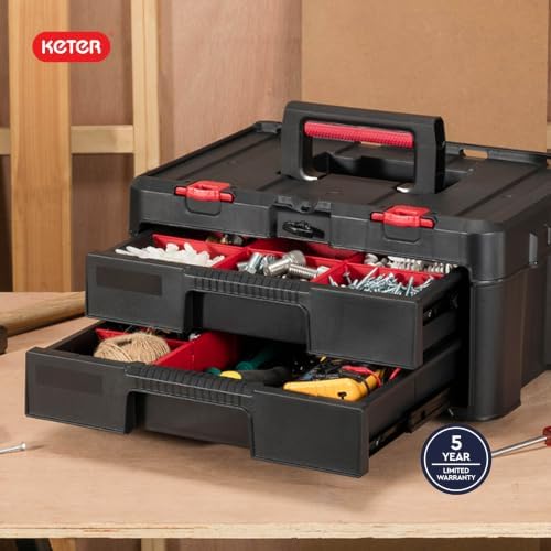 keter stack-n-roll two drawer tool box for small, view 10