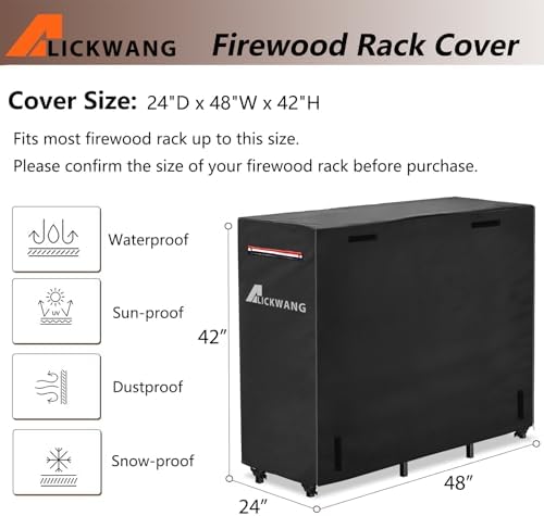 outdoor waterproof 4ft firewood rack cover with zipper shown in use