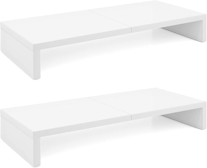 TEAMIX 2 Pack White Monitor Stand Riser by TEAMIX