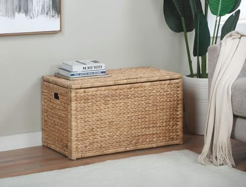 ehemco water hyacinth wicker storage trunk, natural, 30x17.5x17.5 shown in use
