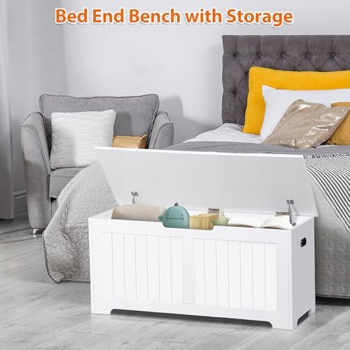 wooden storage chest,30/40 inch storage trunk w/2 safety shown in use