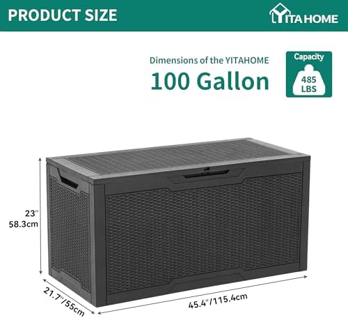 yitahome 100 gallon outdoor storage box on a desk or shelf