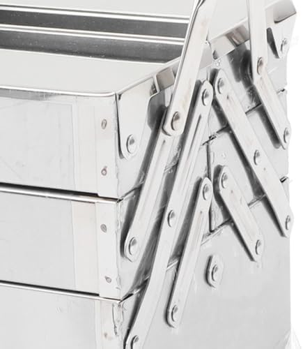 3 tier stainless steel tool box portable folding on a desk or shelf