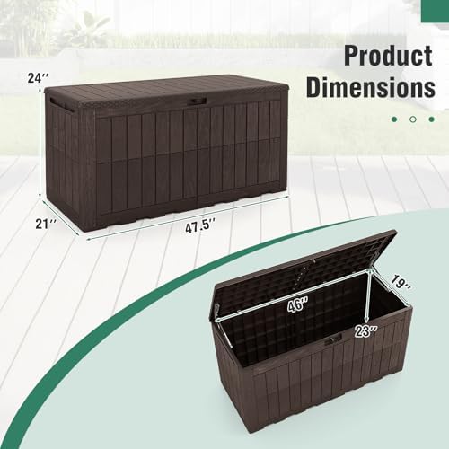 tangkula 100 gallon outdoor storage box with lockable on a desk or shelf
