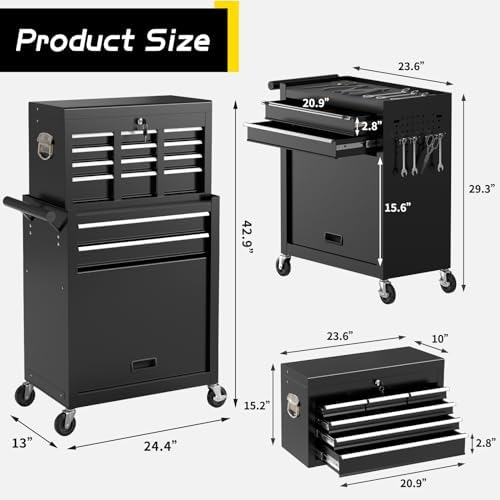 8 drawer rolling tool chest, large capacity rolling, package contents