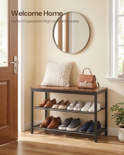 hoobro shoe bench, 3-tier shoe rack, industrial shoe, close-up detail