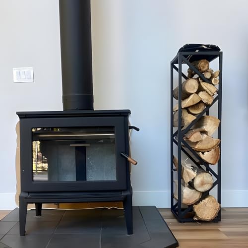 yohsnor 46x12in indoor firewood rack,multiple storage zones for, front angle view