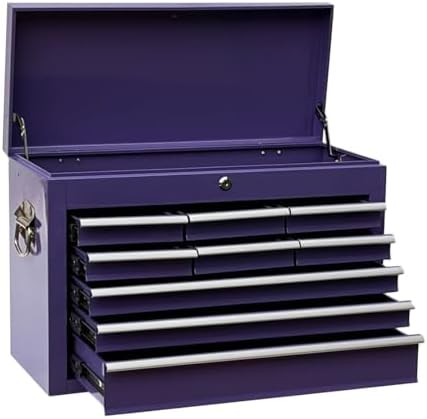 workington portable metal tool chest with 9 drawers, package contents