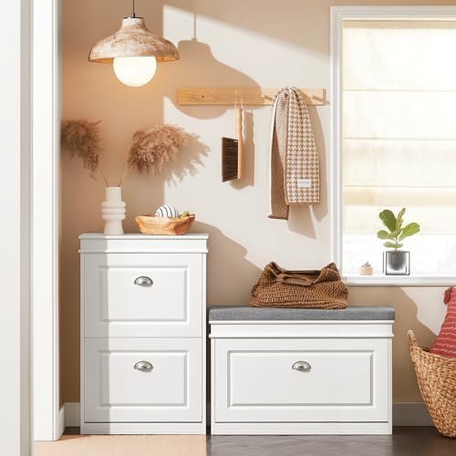 haotian shoe storage bench with cushion, front angle view