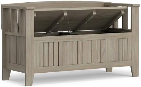 simplihome acadian storage bench and cabinet set in, side view