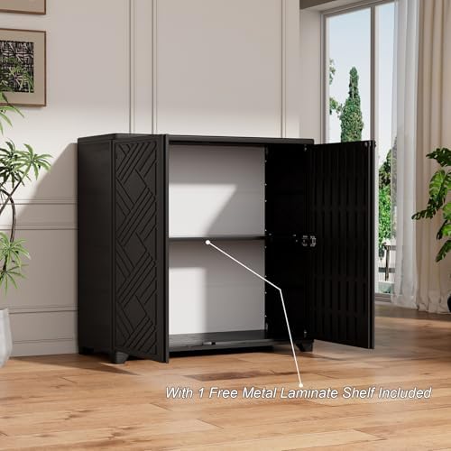 homspark indoor/outdoor storage cabinet with doors and 1 shown in use