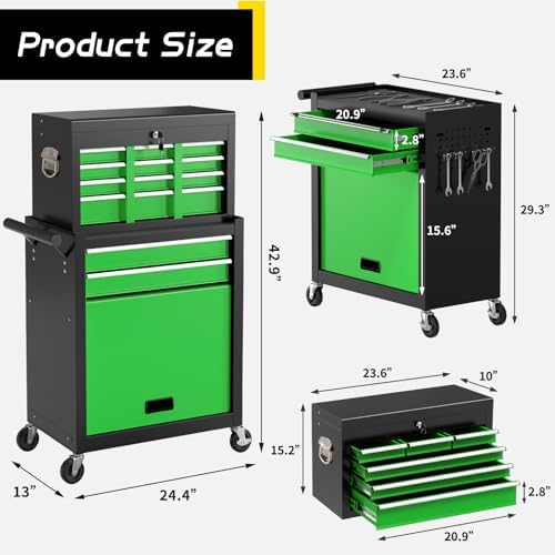 8 drawer rolling tool chest, large capacity rolling, package contents