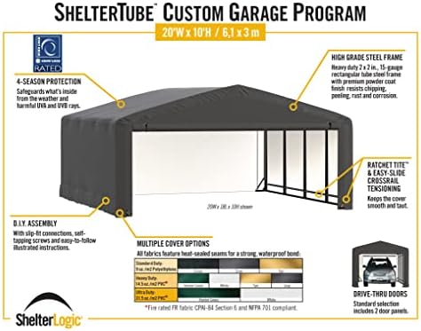 shelterlogic sheltertube garage & storage shelter, 20' x, package contents