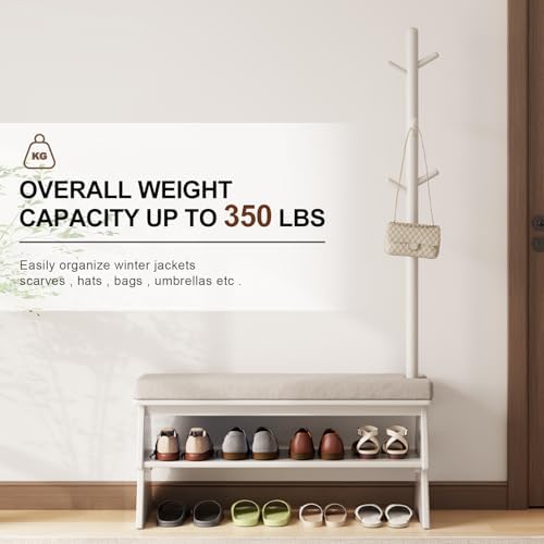 coat rack with shoe storage, shoe rack with, front angle view