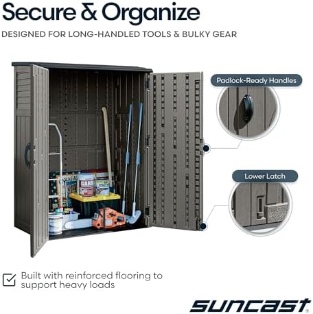 suncast 54 cu ft medium vertical storage shed, package contents