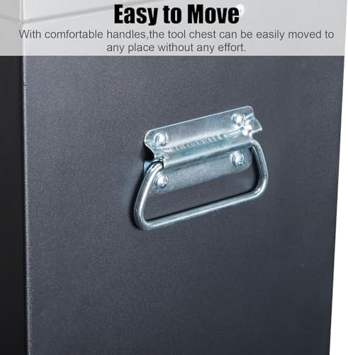 metal tool box organizer | lockable tool chest, front angle view