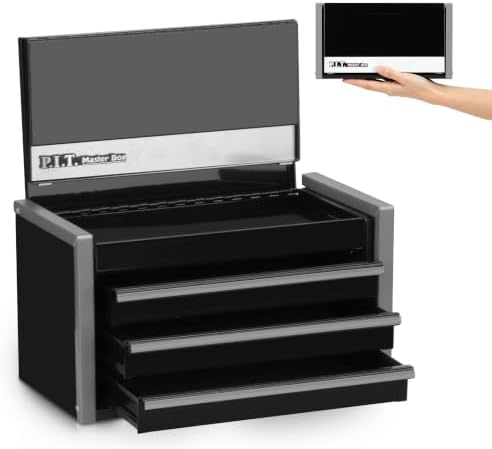 p.i.t. mini tool box,3 drawers small metal toolbox shown in use