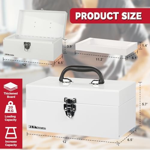 p.i.t. metal tool box 12 inch,portable small toolbox shown in use