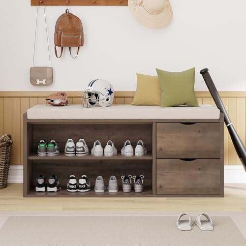 lvb entryway bench with storage, 40" shoes bench on a desk or shelf