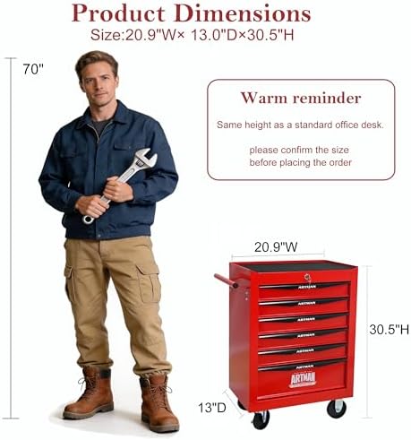 ryh 6 drawers rolling tool chest 30.5" h shown in use