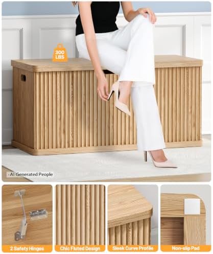 akxomel 37.4" fluted storage chest wooden storage trunk, package contents