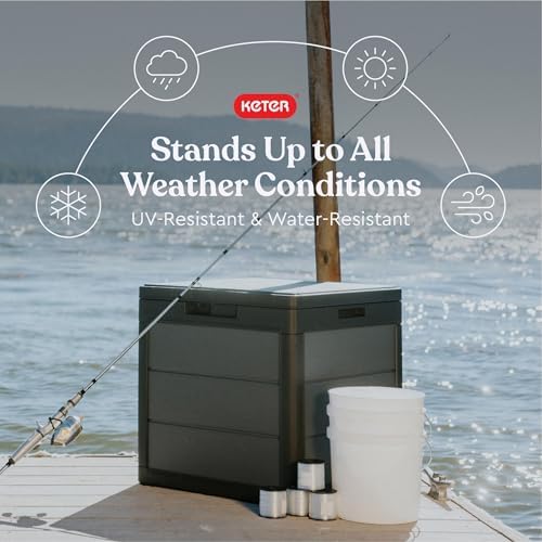 keter cortina 30 gallon resin deck box for, side view