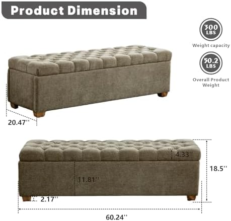 chifee & vingol 60" ottoman with storage oversized shown in use