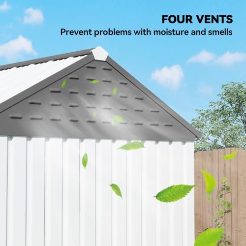 outsunny 8' x 6' outdoor storage shed metal showing dimensions