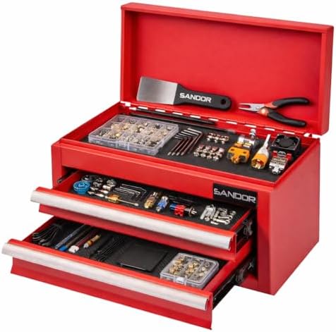 mini tool box - metal tool chest with, close-up detail