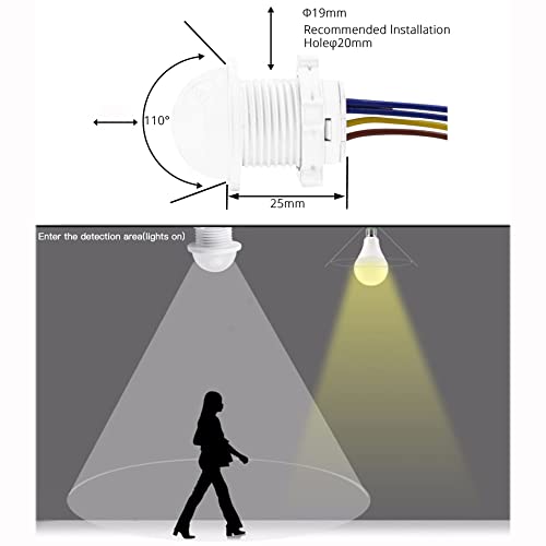 Scpopfer 2Pack Motion Sensor Light Switch 100-240V 40W PIR Human Body Activated - Image 3