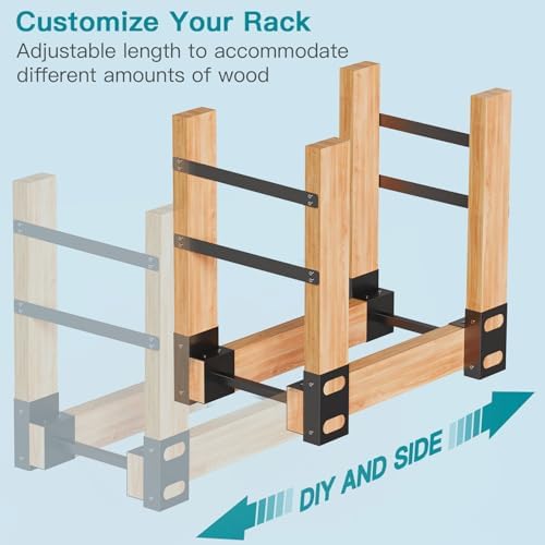 eibikdi firewood rack outdoor, black, set of 4, side view