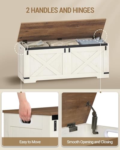 hzuaneri 47" farmhouse storage chest and bench |, side view