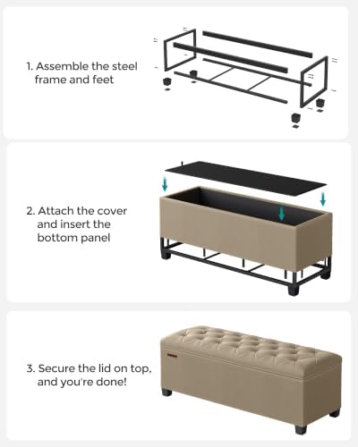 songmics storage ottoman bench, foot rest with legs on a desk or shelf
