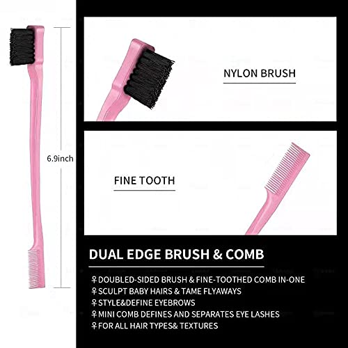 3 Pieces Hair Styling Comb Set Teasing Brush Rat Tail Comb Edge Brush - Image 3