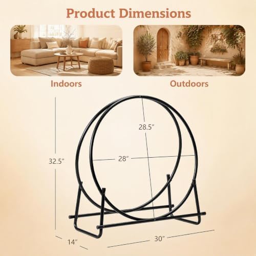 goplus firewood rack, 32.5 inch outdoor firewood log showing dimensions