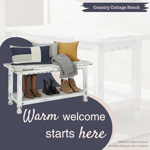 country cottage 36-inch farmhouse entryway bench with storage, package contents