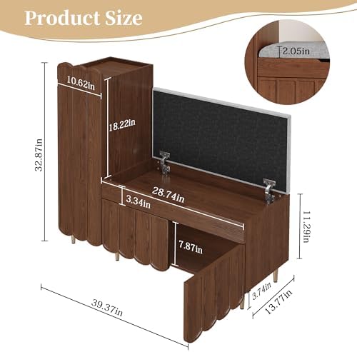 3more l-shaped entryway shoe bench with cushioned seat shown in use