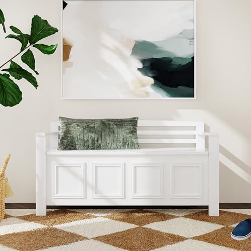linon laredo storage bench shown in use
