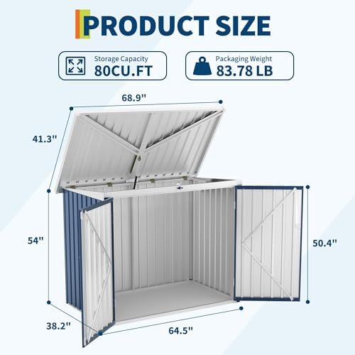 outdoor trash can storage box with lock latch shown in use