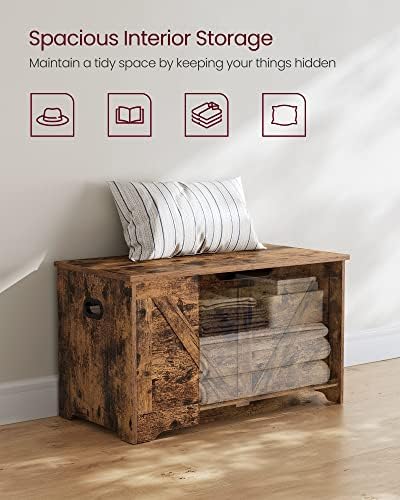 vasagle storage chest with 2 safety hinges, 15.7 showing dimensions
