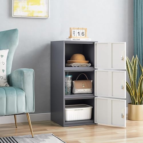 student locker organizer, multi-door steel locker, small locking shown in use
