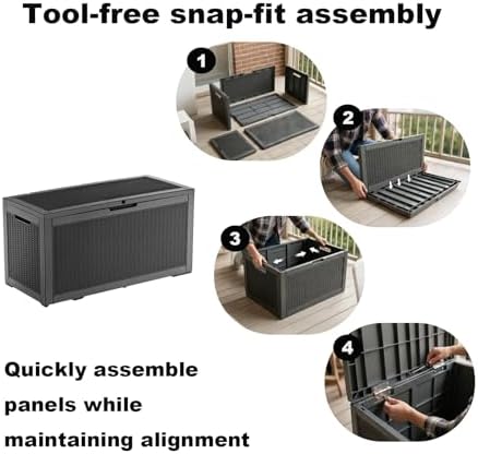 patiozen 100 gallon deck box lockable waterproof outdoor on a desk or shelf