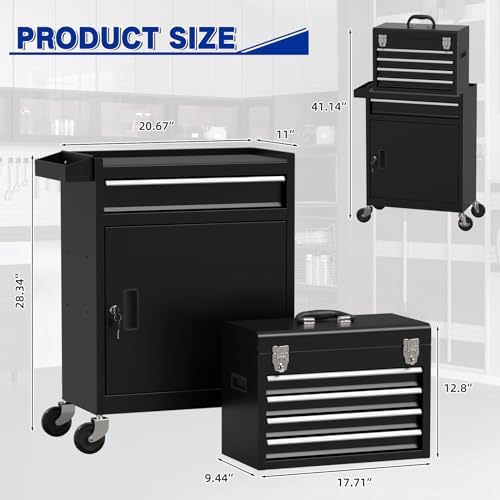 5 drawer tools chest, tool cabinet with universal, close-up detail