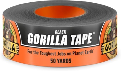 Gorilla Duct Tape,Black Tape,1.88" x 50 yd - Heavy Duty and Weather Resistant for Indoor or Outdoor,(Pack of 6)